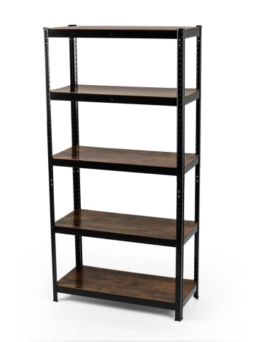 EASYmaxx Schwerlastregal mit 5 belastbaren Holzböden 180x90x40cm schwarz/braun Schwarz
