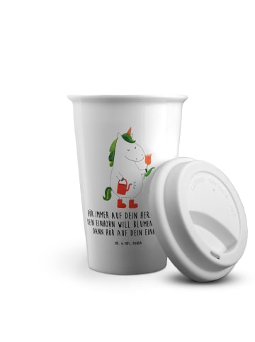 Mr. & Mrs. Panda Thermotasse Einhorn Gärtner mit Spruch in Weiß