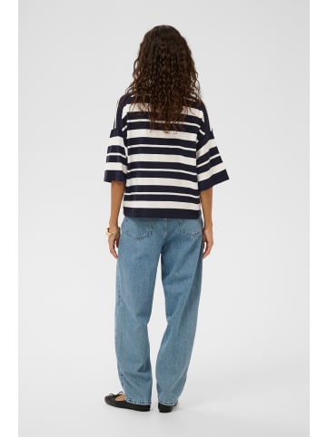 Soaked in Luxury Strickpullover SLSpina Baggy fit in India Ink and White Stripe