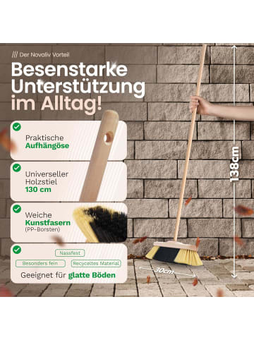 Novaliv Zimmerbesen mit Stiel FEINE KUNSTBORSTEN Besen weiche Borsten dicht be in Braun