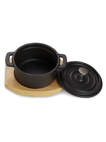 Echtwerk 8 tlg. Set Mini-Kochtopf mit Servierbrett 200 ml in Schwarz