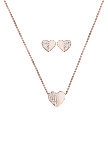 Elli Schmuckset 925 Sterling Silber Herz in Rosegold