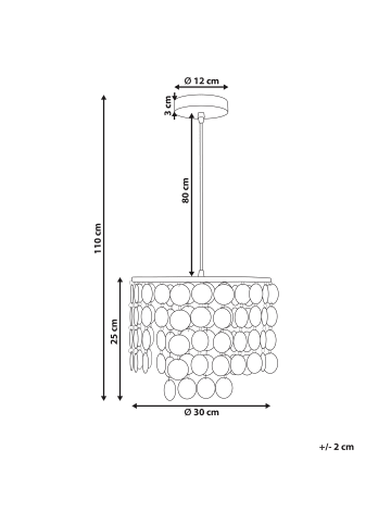 Beliani Kronleuchter PARANGI in Beige - (W) 30 x (H) 110 x (L) 30 cm