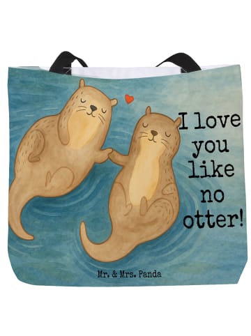 Mr. & Mrs. Panda Reisetasche Otter Hände halten Design mit Spruch in Weiß