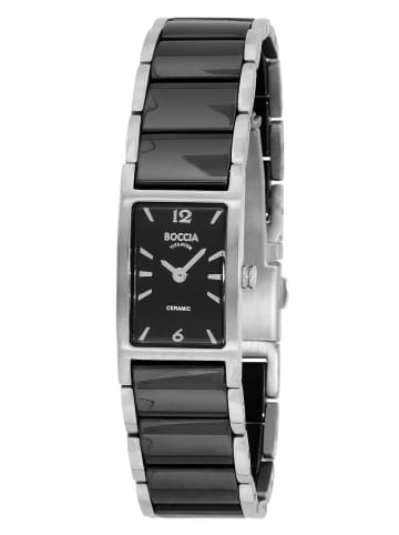 Boccia Titan Keramik Damen-Armbanduhr Schwarz / Silber