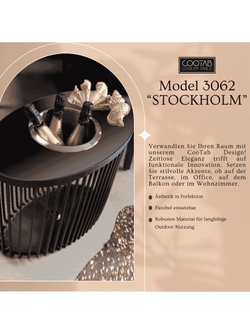 COOTAB Cooler Table 3-in-1 Loungetisch mit Acryl-Kühler Stockholm 46 cm in schwarz