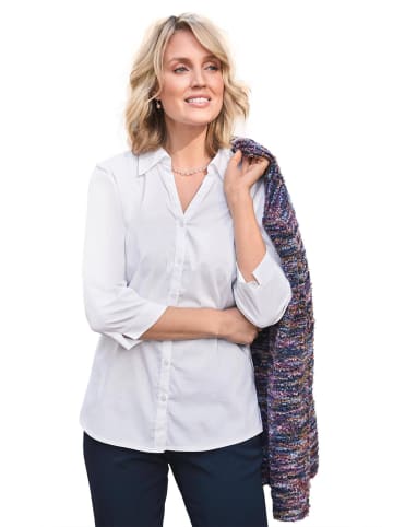 GOLDNER Kurzgröße:  Bluse Stretchbequeme Bluse mit Baumwolle in weiß