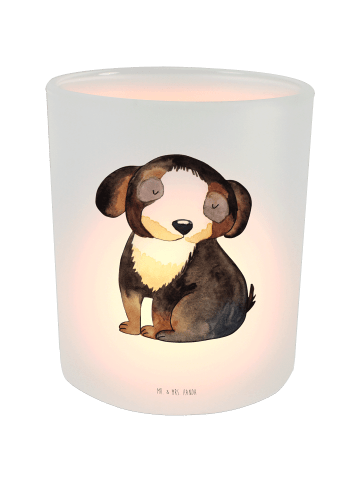 Mr. & Mrs. Panda Windlicht aus Glas Hund Entspannen ohne Spruch in Transparent