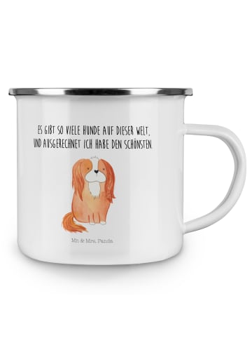 Mr. & Mrs. Panda Camping Emaille Tasse Hund Cavalier King Charle... in Weiß