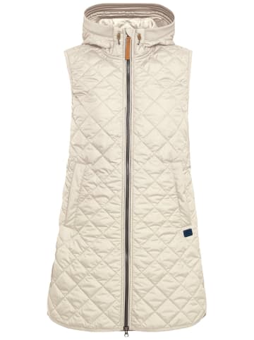 Camel Active Lange Steppweste aus recyceltem Polyester in Creme