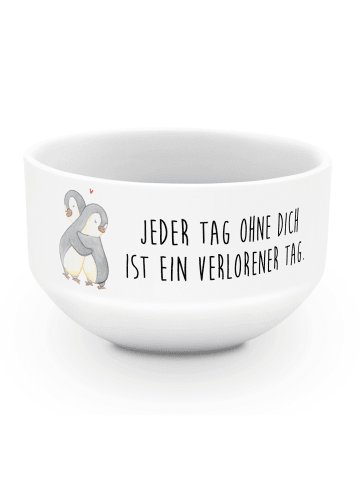 Mr. & Mrs. Panda Müslischale Pinguine Kuscheln mit Spruch in Weiß