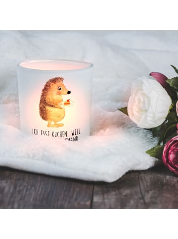 Mr. & Mrs. Panda Windlicht Glas Igel Kuchenstück mit Spruch in Transparent