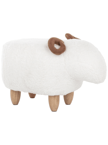 Beliani Tierhocker LAMB in Weiß/Braun - (W) 61 x (H) 36 x (L) 34 cm