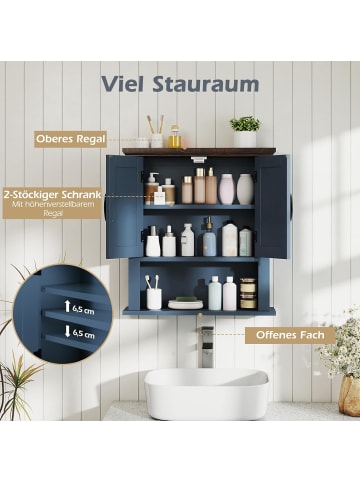 COSTWAY Badezimmerschrank hängend in Blau