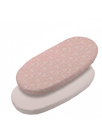 Räuberella 2er Set Baby Spannbettlaken Oval Rose Blüte in Rosa - 90 x 55cm