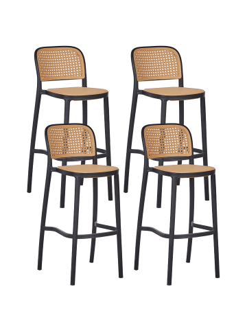 Beliani 4-tlg Barhocker PLOSE in Beige/Schwarz