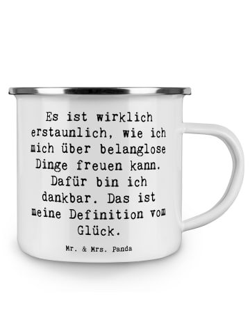 Mr. & Mrs. Panda Emaille Tasse Spruch Dankbarkeit für kleine Din... in Weiß