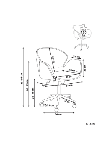 Beliani Bürostuhl BELMAR in Grün/Schwarz - (W) 63 x (H) 83 x (L) 70 cm