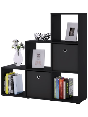 VCM  Holz Stand Treppenregal Regal 6 Fächer Nitas in Schwarz