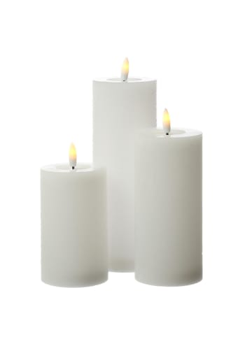 Adilina 3x LED Kerze LINA 3 Größen Echtwachs Rustik-Optik D: 7cm in weiß