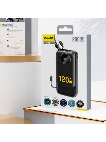 Dudao K13 10000mAh Powerbank mit Kabel Schwarz