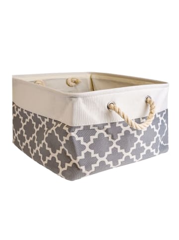 Intirilife Aufbewahrungskorb Box Organizer mit Henkel 41x31.5x21cm in Grau mit Muster