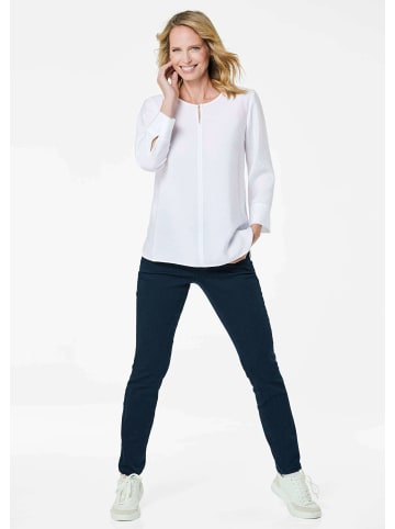 GOLDNER Viskosebluse mit 3/4-Ärmeln, Rundhals in weiß