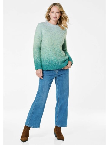 GOLDNER Strickpullover in petrol / gemustert