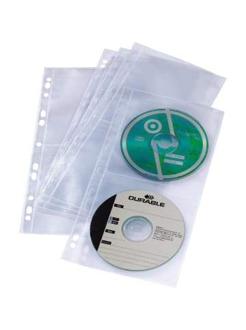 Durable CD/DVD Cover light S für A4-Ablage mit Universallochung Packung mit 5 ...