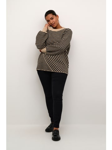 KAFFE curve Strickpullover KCverina in Feather Gray Melange / Black