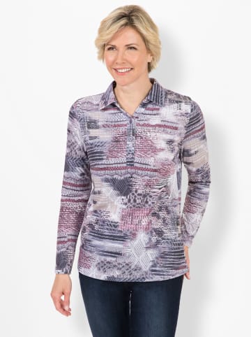 WITT WEIDEN Poloshirt in mauve-anthrazit-bedruckt