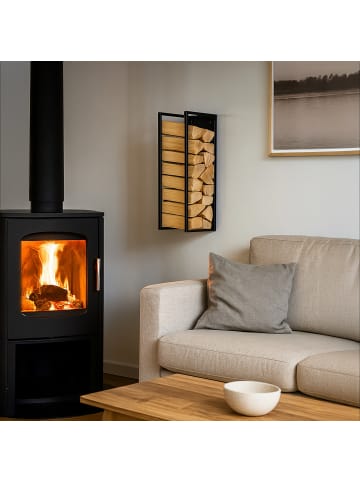 relaxdays Kaminholzregal in Schwarz - (B)25 x (H)75 x (T)25 cm