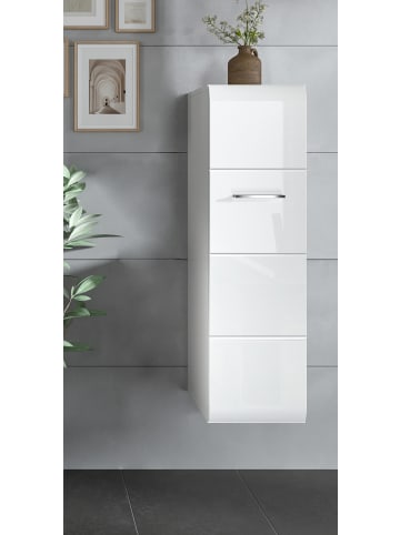 Inn.Furn Badkommode weiß Hochglanz 30 x 106 cm, Midischrank hängend oder stehend