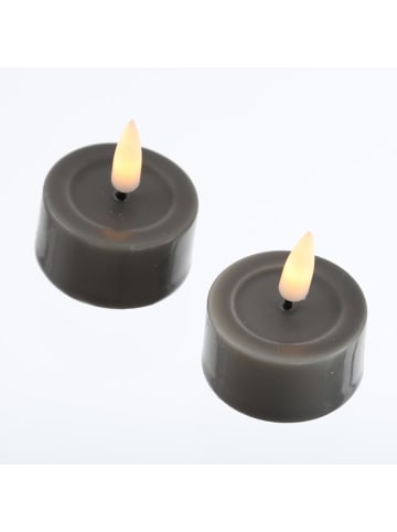 Deluxe Homeart 2x LED Teelichter Mia flackernd mit Batterien D: 4,1cm in grau