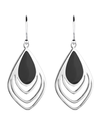 Elli Ohrringe 925 Sterling Silber Feder, Oval in Schwarz