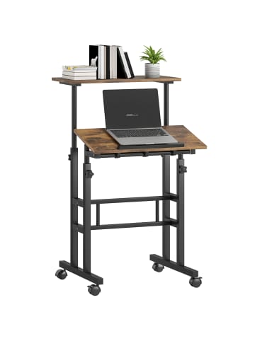 HOMCOM Schreibtisch-60L x 60B x 120H cm-Rustikal-Braun