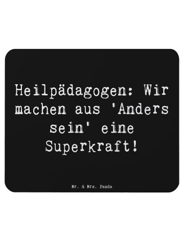 Mr. & Mrs. Panda Mauspad Spruch Heilpädagogin Superkraft mit Spruch in Schwarz