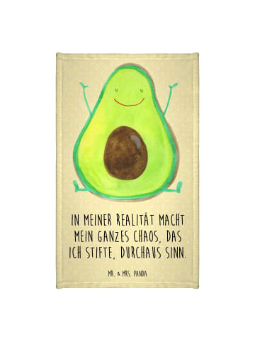 Mr. & Mrs. Panda Gästehandtuch Avocado Glücklich mit Spruch in Gelb Pastell