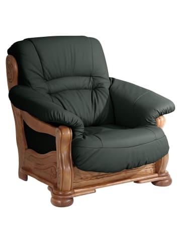 58 aufm Kessel SESSEL Katlin Bezug Echtleder Eiche rustikal P43 / dunkelgrün