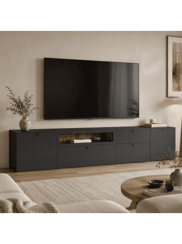 CALICOSY TV-Lowboard VELA in Anthrazitgrau - (W)280 x (H)58 x (L)40 cm