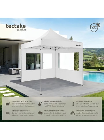tectake Aluminium Pavillon Olivia inklusive Spannseilen, Heringen und Tragetasche, weiß