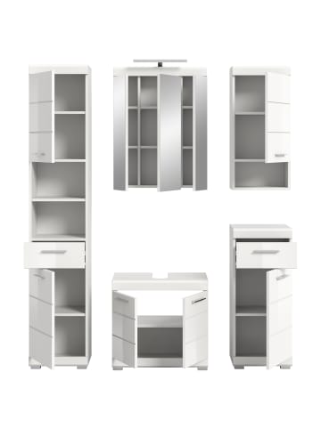 xonox.home Badkombination in weiß/weiß hochglanz - (B) 164 x (H) 191 x (T) 34