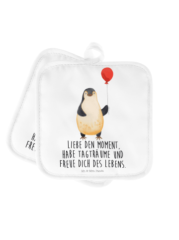 Mr. & Mrs. Panda Topfuntersetzer Pinguin Luftballon mit Spruch in Weiß