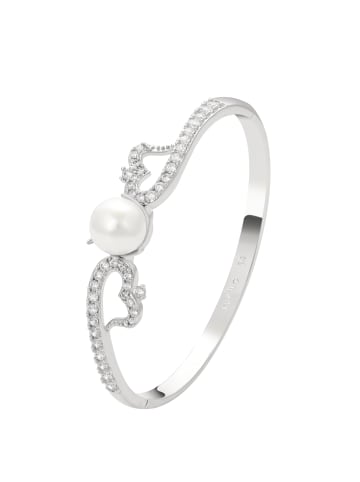 faina Women Bangle Bracelet With Rhinestones in Silver White
