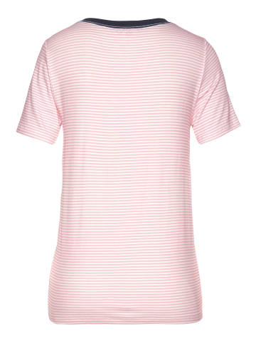 LASCANA Rundhalsshirt in pink-weiß
