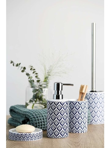 Wenko WC-Bürste und Keramikbehälter mit mediterranem Design in Blau, 10 x 39 x 10 cm