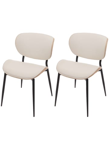 MCW 2er-Set Esszimmerstuhl O45, Natur, weiß