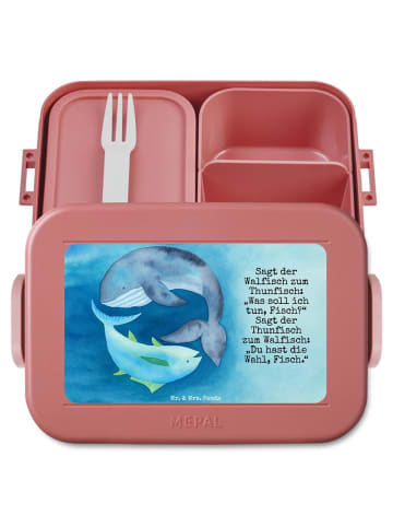 Mr. & Mrs. Panda MEPAL Bentobox Walfisch Thunfisch Design mit Sp... in Rot Pastell