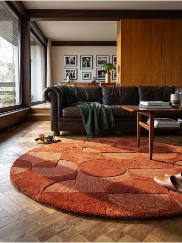 KADIMA DESIGN Teppich Wolle für Fußbodenheizung DEBEN modern Wohnzimmer Diele in Terrakotta