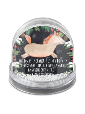 Mr. & Mrs. Panda Schneekugel Pferd Springen mit Spruch in Kreidetafel
